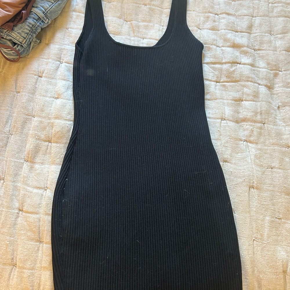 Princess Polly Black Ribbed Mini Dress